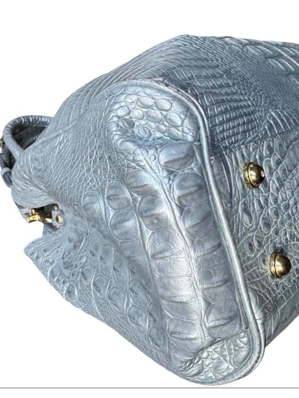 Brahmin Elisa Silver Croc-Embossed Satchel - Picture 14 of 15